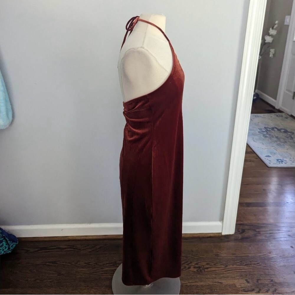Banana Republic Copper Velvet Halter Dress petite medium - Picture 5 of 16